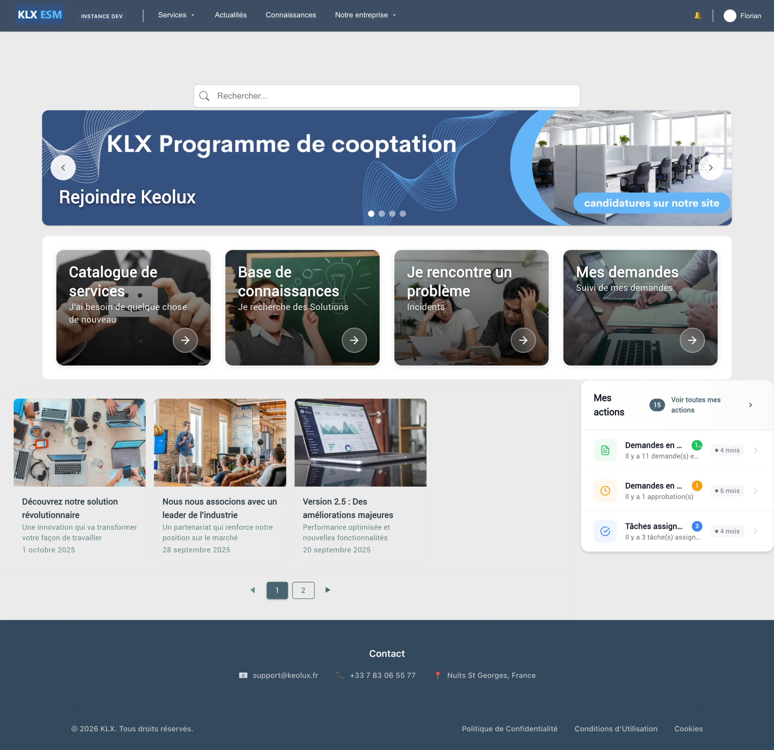 KLX ESM - Portail de services