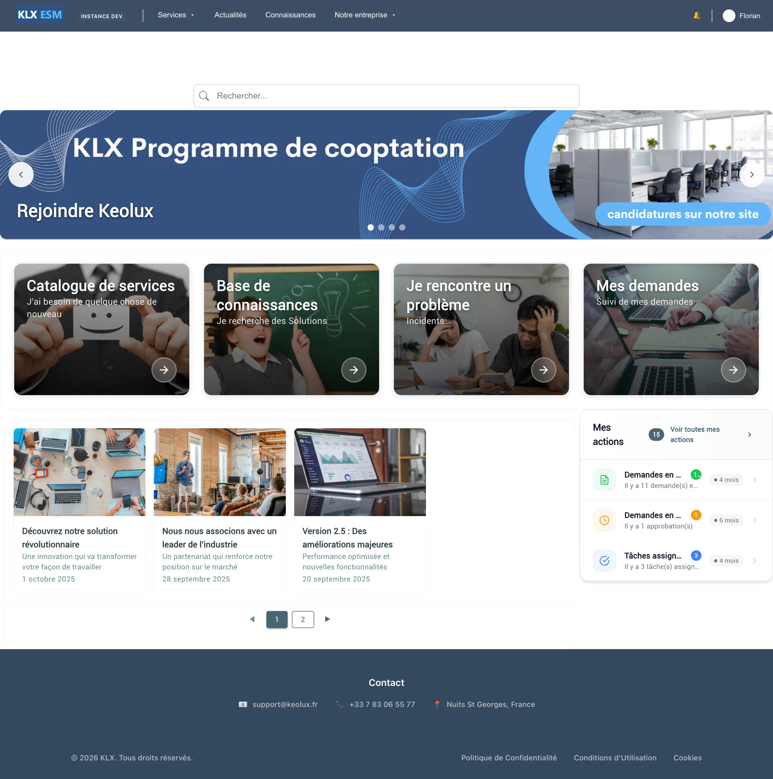 KLX ESM — Portail collaborateur